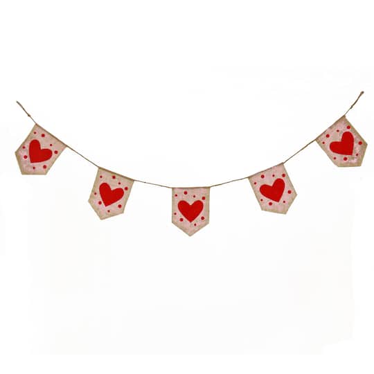 6ft. Red Hearts &#x26; Dots Valentine&#x27;s Day Jute Garland